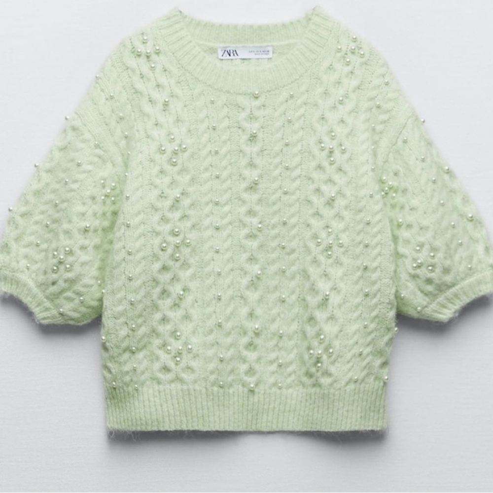 Zara Knit Sweater With Pearls